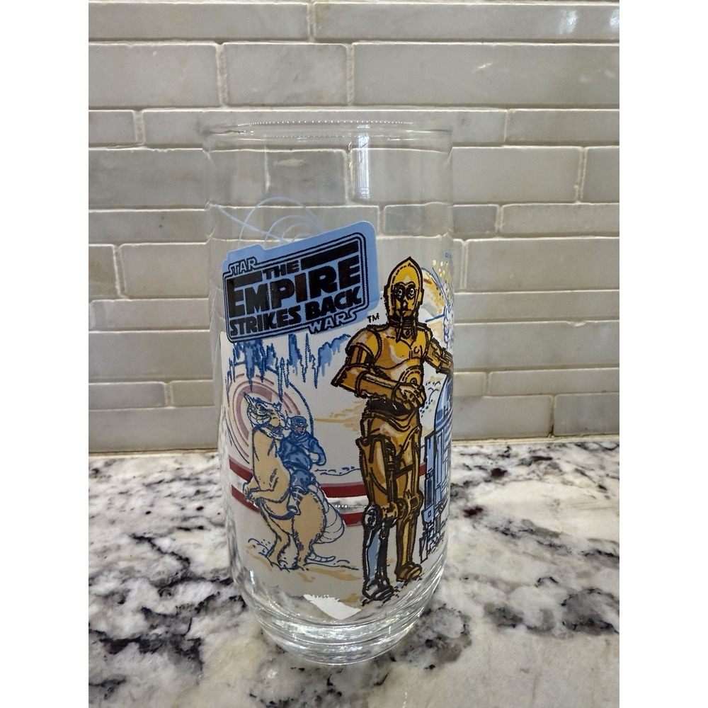 Vintage Burger King Star Wars Glass The‎ Empire Strikes Back R2-D2 C-3PO 🔵🟡⚪️